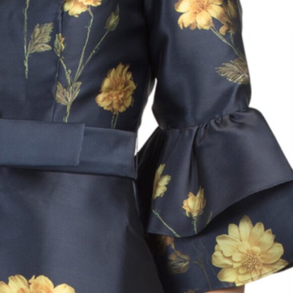 RENE BY RENE RUIZ Bell Sleeve Floral Print Mikado Gown - Picture 4 of 5